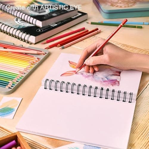 ARTISTIC EYE 5.5X8.5” Premium Sketch Book Set, Pack of 3 (300 Sheets), 68lb (100gsm), Spiral Bound, Acid-Free Drawing Paper, Perfect for Most Dry Media, Ideal for Beginners & Professionals (Set of 3) thumbnail 6