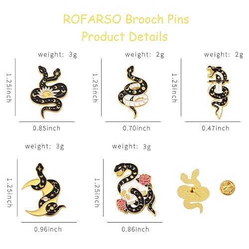 ROFARSO Snake Enamel Lapel Pin Set Cartoon Love Life Pin, Halloween Accessory for Backpacks Clothing Bags Hats Shirts (5piccs pin set) thumbnail 7