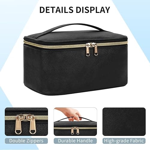 OCHEAL Makeup Bag, Portable Cosmetic Bag Black Make up Case Toiletry Bag | Large Capacity Travel Makeup Case Organizer for Women Toiletry Bag for Girls Traveling With Handle and Divider thumbnail 5