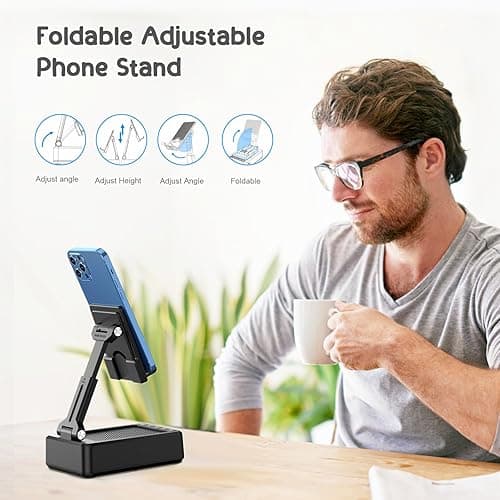 TechGlow Foldable Cellphone Stand with Bluetooth Speaker and Power Bank Birthday Gifts for Men Women Mother Father Boy Girl Teens Cool Tech Gadgets thumbnail 5