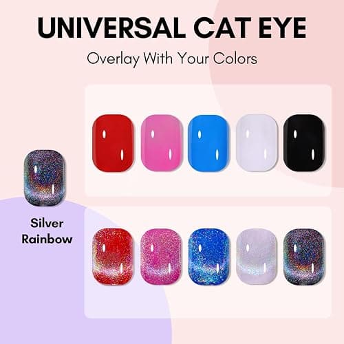 Makartt Rainbow Cat Eye Gel Nail Polish: Glitter Universal 9D Holographic Sparkly Soak Off Gel UV/LED Manicure with Magnet Stick for Nail Art Designs 10ml thumbnail 7