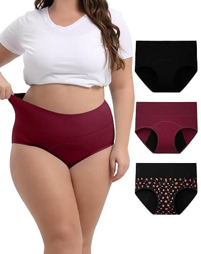INNERSY Period Underwear for Women High Waisted Leak-Proof Postpartum Menstrual Panties 3-Pack - Image 1