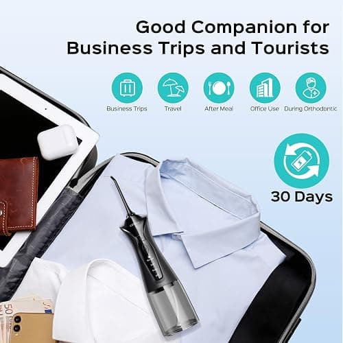 COSLUS Water Dental Flosser Pick for Teeth: 4 Modes Cordless Portable 300ML Larger Tank Water Teeth Cleaner IPX7 Waterproof Flossing Cleaning Picks for Home Travel Black C30(FC5360) thumbnail 8