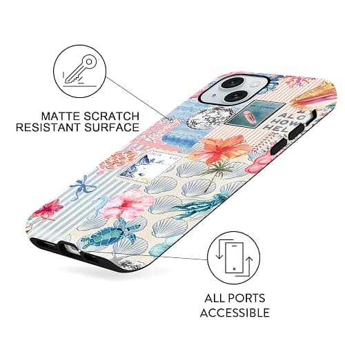Vulfwela Summer Phone Case for iPhone 15, Cute Aesthetic Coastal Beach Ocean Collage Case, Coquette Hibiscus Flower Seashell Design, Slim Shockproof Protective Preppy Cover Funda for Women Girl thumbnail 7