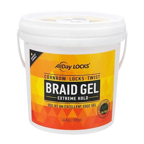 AllDay Locks Braid Gel Extreme Hold - Braiding Gel for Cornrows, Locks, & Twisting, Moisturizing Edge Control for Women and Men, Natural Formula for Extreme Hold - 64 oz Bucket - Image 1