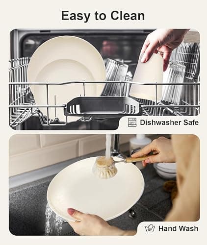 Quatish 24 Piece Plates and Bowls Sets for 6, Unbreakable Dinnerware Sets, Plastic Dish Set for Camping, Dishwasher Microwave Safe, Outdoor Kitchen and Apartment Dinning RV Essentials, Beige thumbnail 5
