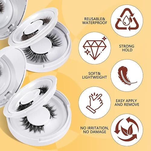 QUEWEL Magnetic Eyelashes 4 Pair Reusable Magnetic Eyelashes with Applicator No Glue Needed Eyelashes Natural Look Lash Clusters Kit Easy to Wear and Remove(4 Pairs-A02) thumbnail 6