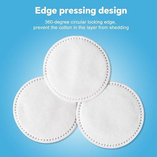Cotton Rounds for Facial Cleansing and Nail Polish Removal (300count) - 100 Count, Pack of 3,100% Pure Cotton, Hypoallergenic Makeup Remover Pads, Lint-Free Multi-Layer Design thumbnail 4