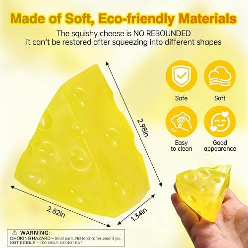 JfFlairup Coconut Oil Squishy, Cheese Squishy, Shapeable Stress Relief Toys | No Rebound, Fidget Squeeze Anxiety Relief, Cute Desk Decor, Party Favors, Birthday & Holiday Gifts, Adult Office Toys thumbnail 2
