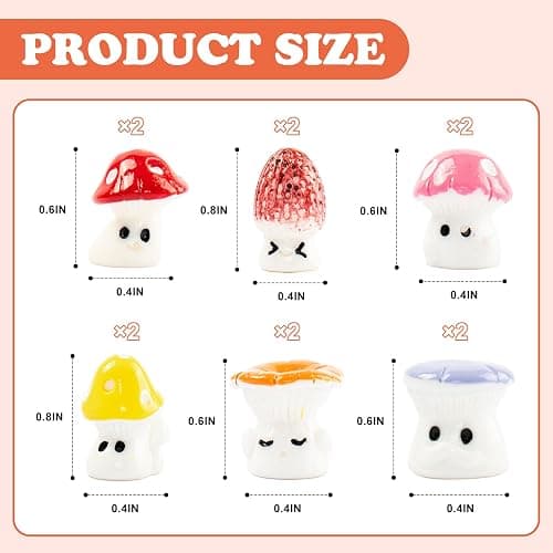 Rislobx 12PCS Mushroom Car Dashboard Decorations, Cute Mushroom Decor for Women Rear View Mirror Ornament Cute Car Decor Interior Dashboard Accessories for Home Office thumbnail 2