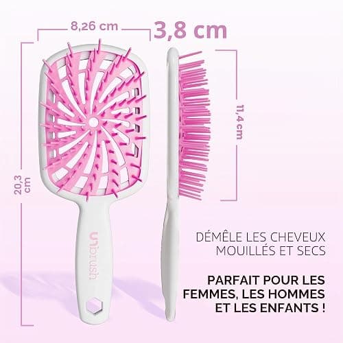FHI Heat UNbrush Plus Brosse à cheveux bouclés pour un démêlage doux et efficace sur les types de cheveux humides ou secs fragiles, brosse démêlante avec 84 poils UltraFlex, ultra légère, ventilée thumbnail 5