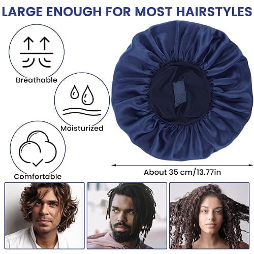 WLLHYF Silk Bonnet for Men, Satin Bonnet Elastic Band Silk Sleep Cap Soft Adjustable Hair Cap Hair Wrap for Women Sleeping thumbnail 4
