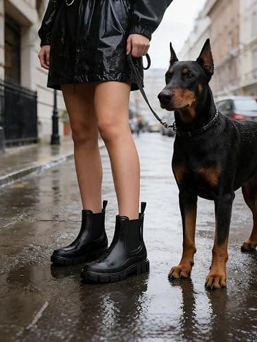 lefunnix Womens Rain Boots, Waterproof Short Ankle Rainboots Arch Support Chelsea Boots Non-Slip Rubber Shoes for Outdoor Work Garden Rain thumbnail 3