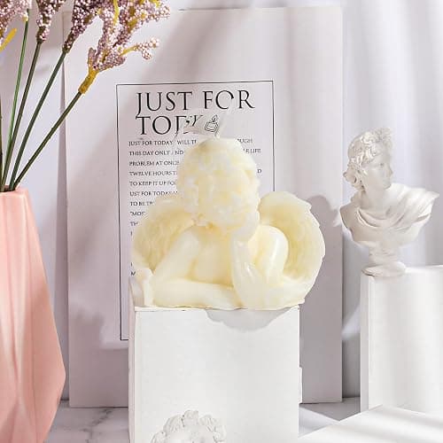 Nuanchu 2 Pieces Angel Candle Scented Candle Wax Vegan Room,White | Aesthetic Girls Bedroom Decoration Vintage Style Modern Cherub Figurine Design Trendy Home Decor Art thumbnail 6