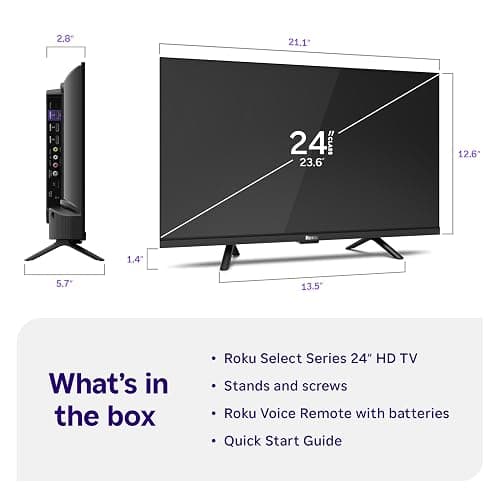 Roku 24-Inch Select Series Smart TV 2026-720p HD TV - RokuTV | Flat Screen LED Television with Voice Remote, Wi-Fi & Bluetooth Headphone Mode - Streaming Live Local News Sports & Movies thumbnail 11