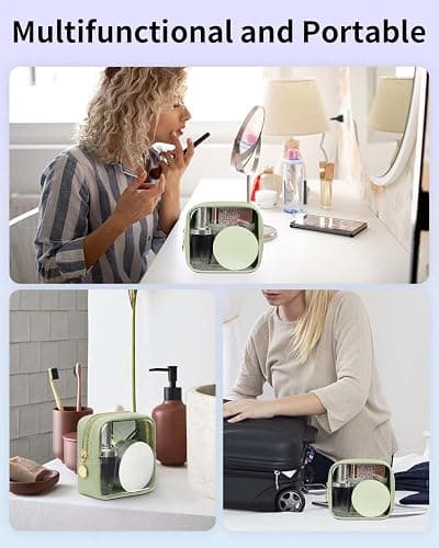 Wandering Nature Clear Makeup Bag for Purse Mini Make up Cute Cosmetic Bag Pouch for Women with Slip-in Pockets Travel Toiletry Essentials Eco Vegan Leather Organizer Bags(Patent Pending) thumbnail 5
