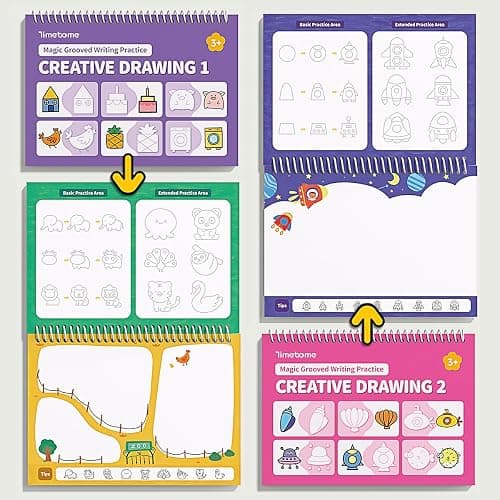 Timetome Magic Grooved Writing Practice Books for Kids 3-8 | Reusable 3D Groove Handwriting Practice Workbooks for Kids, Large Preschool Writing Books with Disappearing Ink for Kids 5-7 thumbnail 4