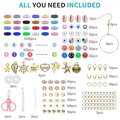 AIPRIDY Girls Toys Bracelet Making Kit, Clay Beads Jewelry Activity Kit, DIY Crafts Birthday Christmas Gifts for Girls Ages 5 6 7 8 9 10 11 12 Years Old (24 Colors 6500 Pcs) thumbnail 2