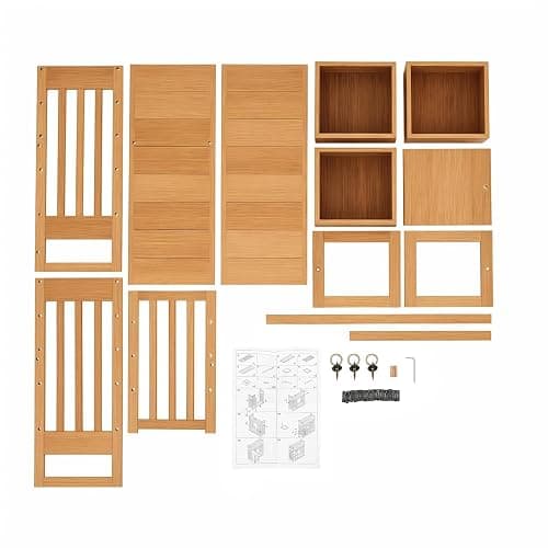 Veruopes Bamboo Desk Shelves with 3 Drawers Office Desktop Storage Rack Desk Top Document Storage Organizer Rectangular Desktop File Holder Open Design for Office Home School 19.7 * 7.5 * 17.7in thumbnail 4