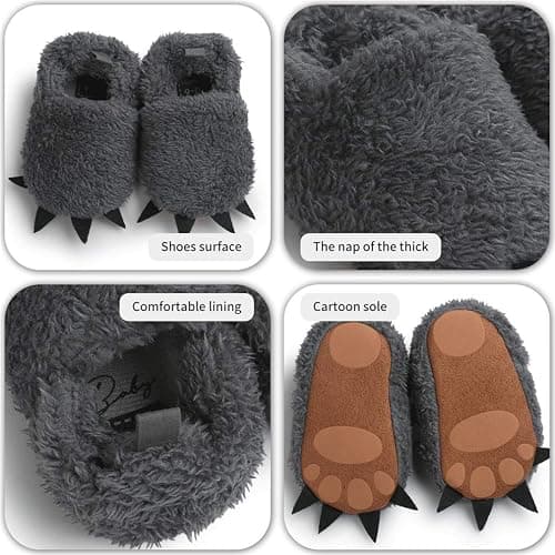 CoKate Baby Boys Girls Soft Plush Slippers Animal Boots Toddler Infant Crib Shoes Winter House Shoes thumbnail 3