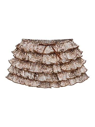 SweatyRocks Women's Animal Print Ruffle Shorts Layered Bow Low Rise Bloomers Shorts - Image 1