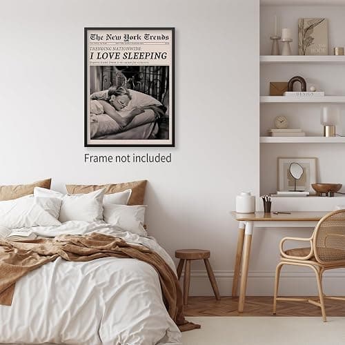 VERENIX Retro Black and White Feminist Wall Art Newspaper Aesthetic Canvas Posters Vintage Funky Girl Sleeping Prints for Girly Dorm Bedroom Wall Decor 12x16 inch Unframed thumbnail 6