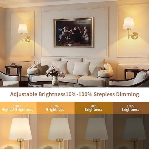 Battery Operated Wall Sconce Set of 2, Rechargeable Wireless Wall Lights | with fabric Lampshade, 5200mAh Dimmable Bulb with Remote,15 Colors Wireless Wall Lamps for Bedroom Living Room Hallway Decor thumbnail 6