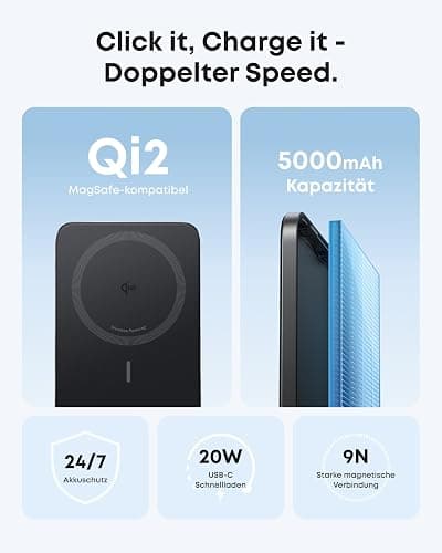 Anker Nano Power Bank, Ultra-Slim 5,000mAh Magnetic Battery Pack, Qi2 Certified 15W Max Ultra-Fast MagSafe-Compatible Portable Charger, Ergonomic Design, for iPhone 16/15/14/13/12 Series Only thumbnail 2
