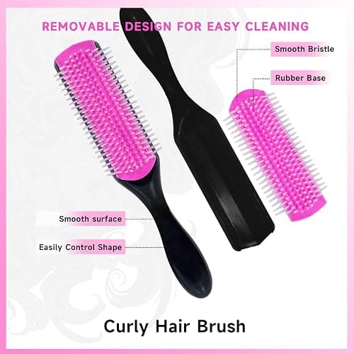 11 Pcs Hair Brush Set, Detangle Hair Brush And Spray Bottle, 3 Pieces Smooth Hairbrush For Toddlers, Suitable For Wet and Dry Hairstyles, Suitable For Adults And Children. (Pink) thumbnail 3