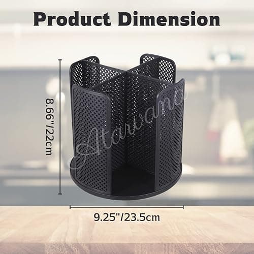 Rotatable Coffee Cup Dispenser with 4 Compartments, Atavarna Cups and Lids Holder for 5-16oz Cups Organizer for Restaurant, Coffee Station, Bar, Office, Home-9.25" x 9.25" x 8.66" - Black thumbnail 3