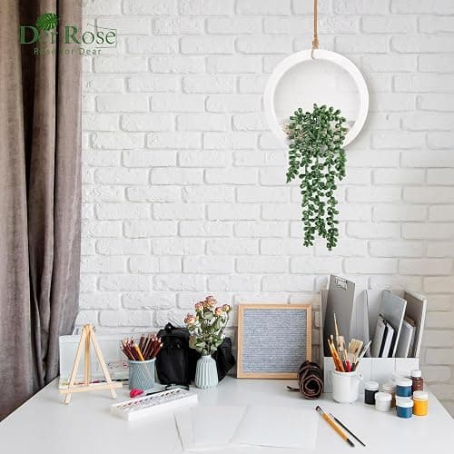 Der Rose 2 Pack Fake Plants Hanging Artificial Succulents Plants in White Pots for Living Room Bathroom Accessories Boho Wall Decor thumbnail 6