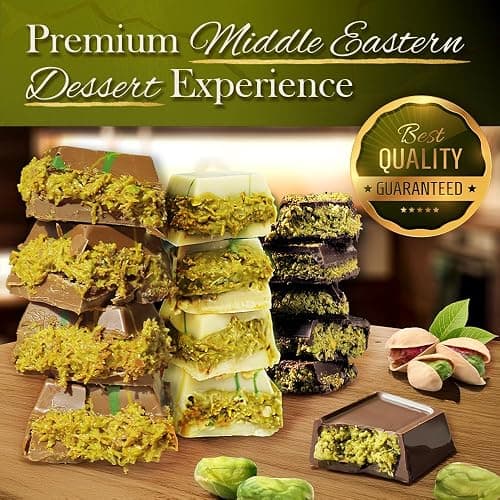 Dubai Chocolate Variety Pack – 7 pack, 3 Milky, Dark & White Chocolate + 2 Dubai Wafers + 2 Mini Bars – Elegant Gift Box, Middle Eastern Dessert Sampler thumbnail 7
