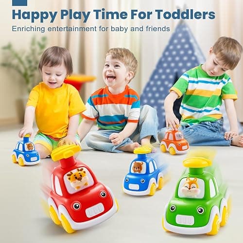 Press and Go Car Toys for Toddlers 1-3, 4 Pack Animal Baby Car Toys for 1 2 Year Old Boy, Push Go Friction Vehicle Toys for Infants 6-9-12-18 Months, One First Birthday Gifts for Boys Girls thumbnail 6