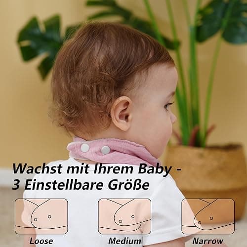 Kewlife gift 6 Stück Lätzchen Baby Musselin Dreieckstuch Baby Halstuch Lätzchen Verstellbare für Junge und Mädche - Sanft-Rosa thumbnail 4