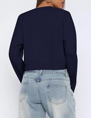 Kistore Womens Cropped Cardigan Sweaters Lightweight Long Sleeve Button Up Knit Cardigan Fashion Outfits 2026 thumbnail 5