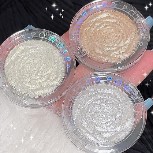 evpct Pearl White Silver Face Highlighter Makeup, White Shimmer Glitter Diamond Sparkly Highlighters Makeup Eyeshadow Palette Powder for Face Body Cheek Skin, inner Corner Eye Highlighter Make up 01 thumbnail 6