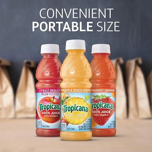 Tropicana 100% Juice 3-Flavor Fruit Blend Variety Pack, 10 Fl Oz, Bottles, (Pack of 24), 10 ounces thumbnail 6
