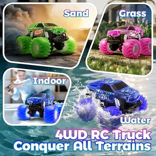 Drefirsa Pink Monster Truck, Unicorn Remote Control Car, 4WD All Terrain Off-Road Girl RC Truck with Colorful Light, Waterproof Remote Car Toy for 6 7 8 9 10 11 12 Year Old Girl Birthday Gift thumbnail 7