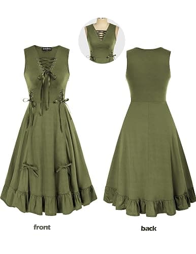 Scarlet Darkness Renaissance Steampunk Dress Lace Up High Low Dress Pirate Gothic Costume thumbnail 5