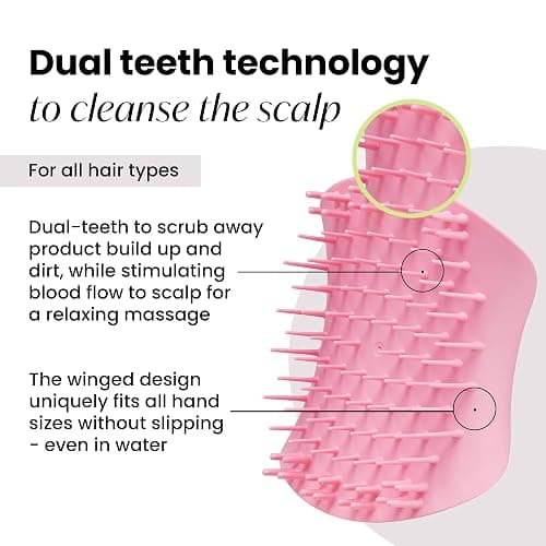 Tangle Teezer Scalp & Shampoo Hairbrush, to Exfoliate, Massage, and Cleanse, for All Hair Types, Pretty Pink thumbnail 2