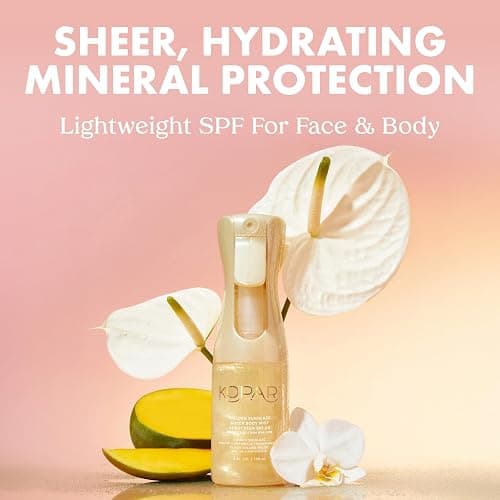 Kopari Golden Sunglaze Sheer Body Mist Sunscreen SPF 50, Infused with Shimmering Body Oil, Hydrating Mist, Hydrates, Brightens, Gives Skin a Glowy Finish, Lightweight, Fast-Absorbing. thumbnail 3