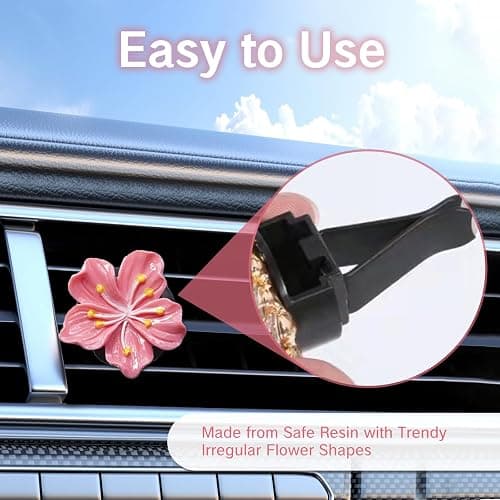 NIIIYTYB 6Pcs Cute Car Air Freshener Vent Clips Flower Air Vent Clips for Fresheners Pink Hawaiian Hibiscus and Cherry Blossom Car Accessories Aesthetic Interior Decor for Women Peach Blossom thumbnail 6