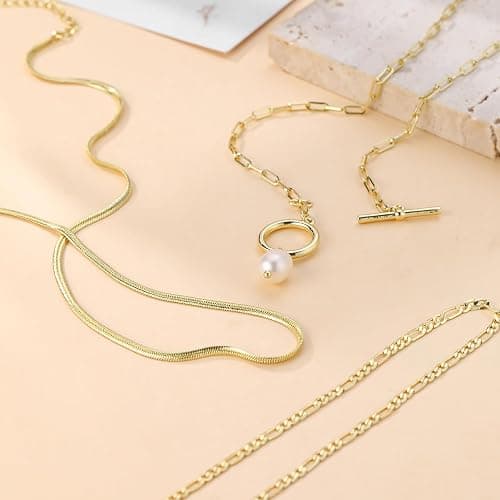 Amicon Gold/Silver Layered Necklaces for Women,Dainty 14k Gold Plated Stackable Choker Necklaces for Women,Trendy Layering Coin Chain Pendant Jewelry Set Gifts thumbnail 5