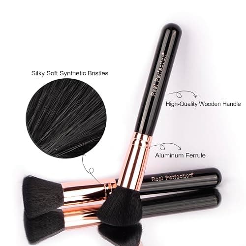 Real Perfection Makeup Brush Set 16 Pcs with 1 Eyebrow Razor Premium Synthetic Foundation Powder Concealers Eyeshadow Blush Makeup Brushes Make up Brushes Kit (Black) thumbnail 5