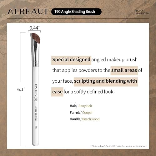 Albeaut Eyeshadow Brush, Angled Nose Contour Brow Bone Highlight Makeup Brush (190 angled shader) thumbnail 7