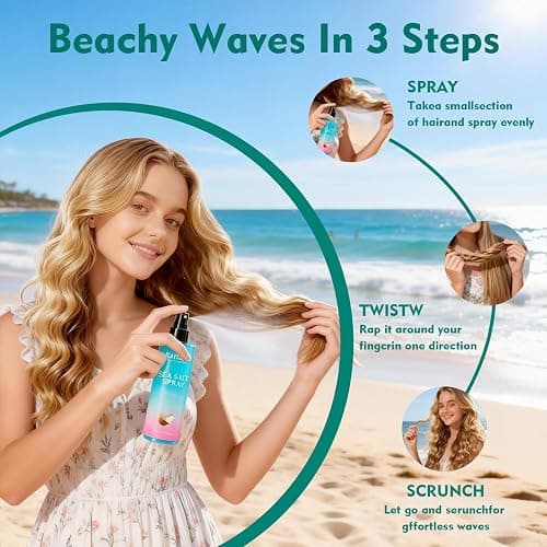SAISZE Sea Salt Spray for Women and Men, Valentines Day Gifts, Travel Essentials, Textured Beach Waves & Volume for Curly Hair, Coconut Surf Spray, Christmas Stocking Stuffers for Teen Girls, 8.8 oz thumbnail 7