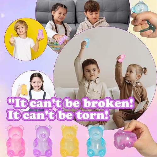 3pc Stress Gummy Bear Squishy Stress Balls for Adults Kids Fidget Toy | for Your Best Mellow and Chill Bear Shape squeeze Fidget Toys for Kids Adult, Party Favors Anxiety Relief thumbnail 8