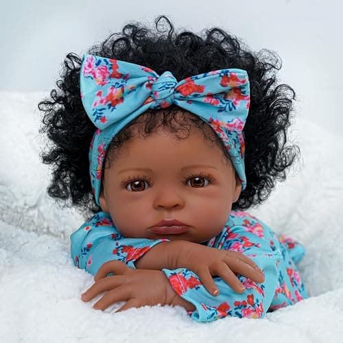 BABESIDE Lifelike Reborn Black Girl- 18-Inch Realistic Newborn Real Life Baby Dolls with Clothes and Toy Gift for Kids Age 3+ thumbnail 9