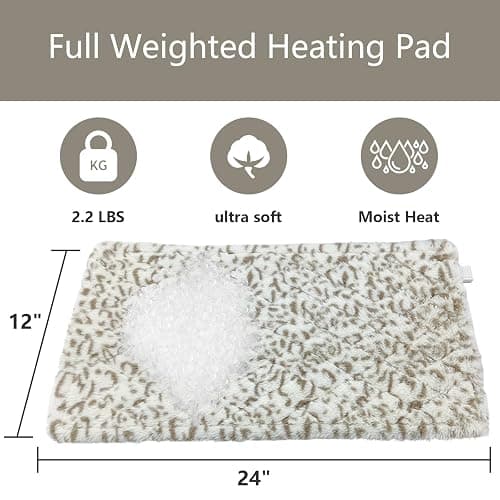 UNOWIX Full Weighted Heating Pad - Plush 2.3LB Hot Heated Pad for Back Pain Relieve, 12 Heating Levels, 8 Timer Settings, Holiday Gifts for Women Men Mom Dad (Leopard Print, 12''×24'' BB) thumbnail 6