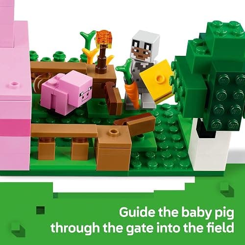 LEGO Minecraft The Baby Pig House Toy Figures and Playset - Building Minecraft Toy for Kids, Boys and Girls, Ages 7+ - with 2 Minifigures for Pretend Play - Gift Idea for Birthdays - 21268 thumbnail 4
